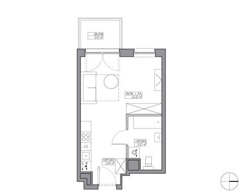Plan 1 pok. 30m²