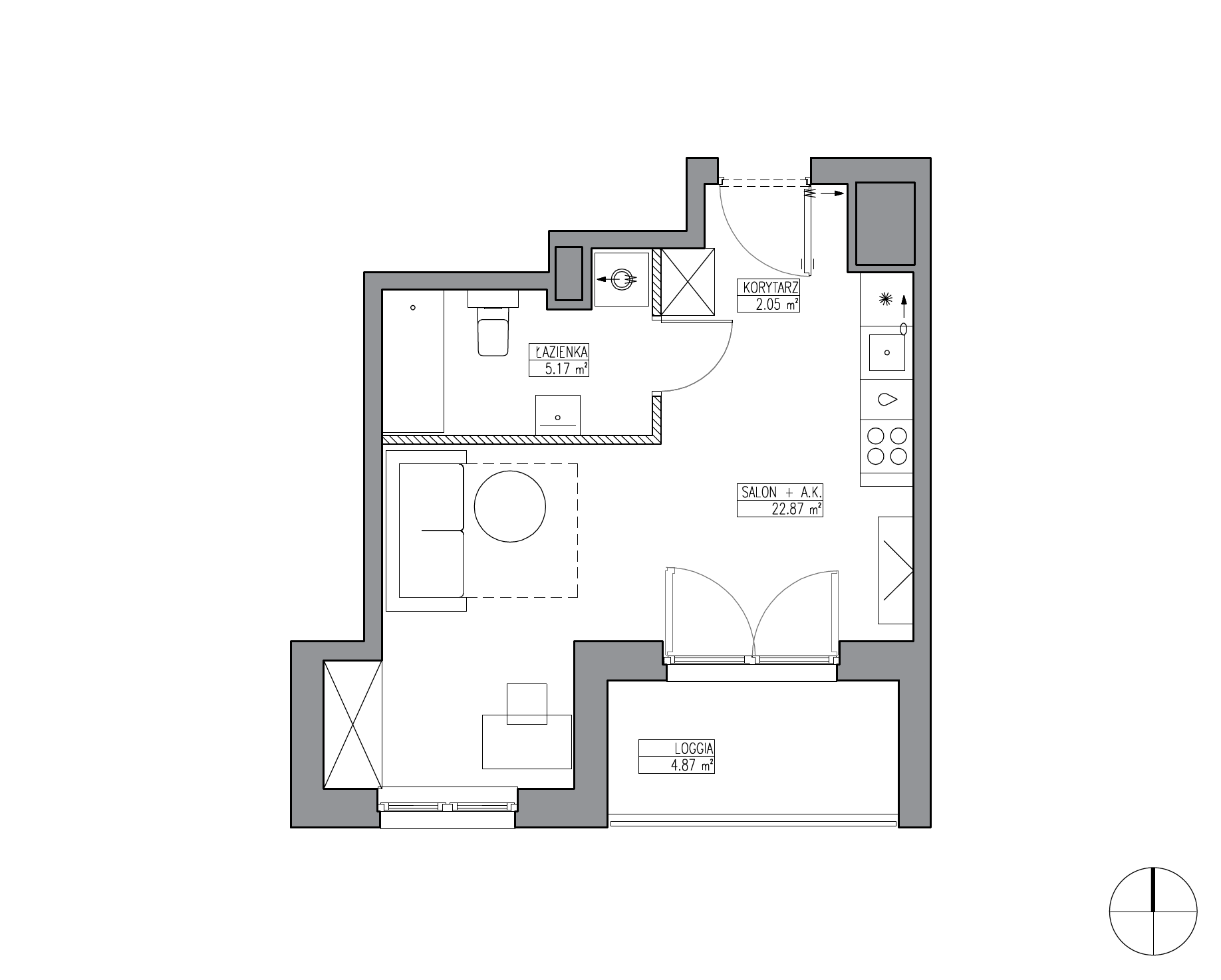 Plan 1 pok. 30m²