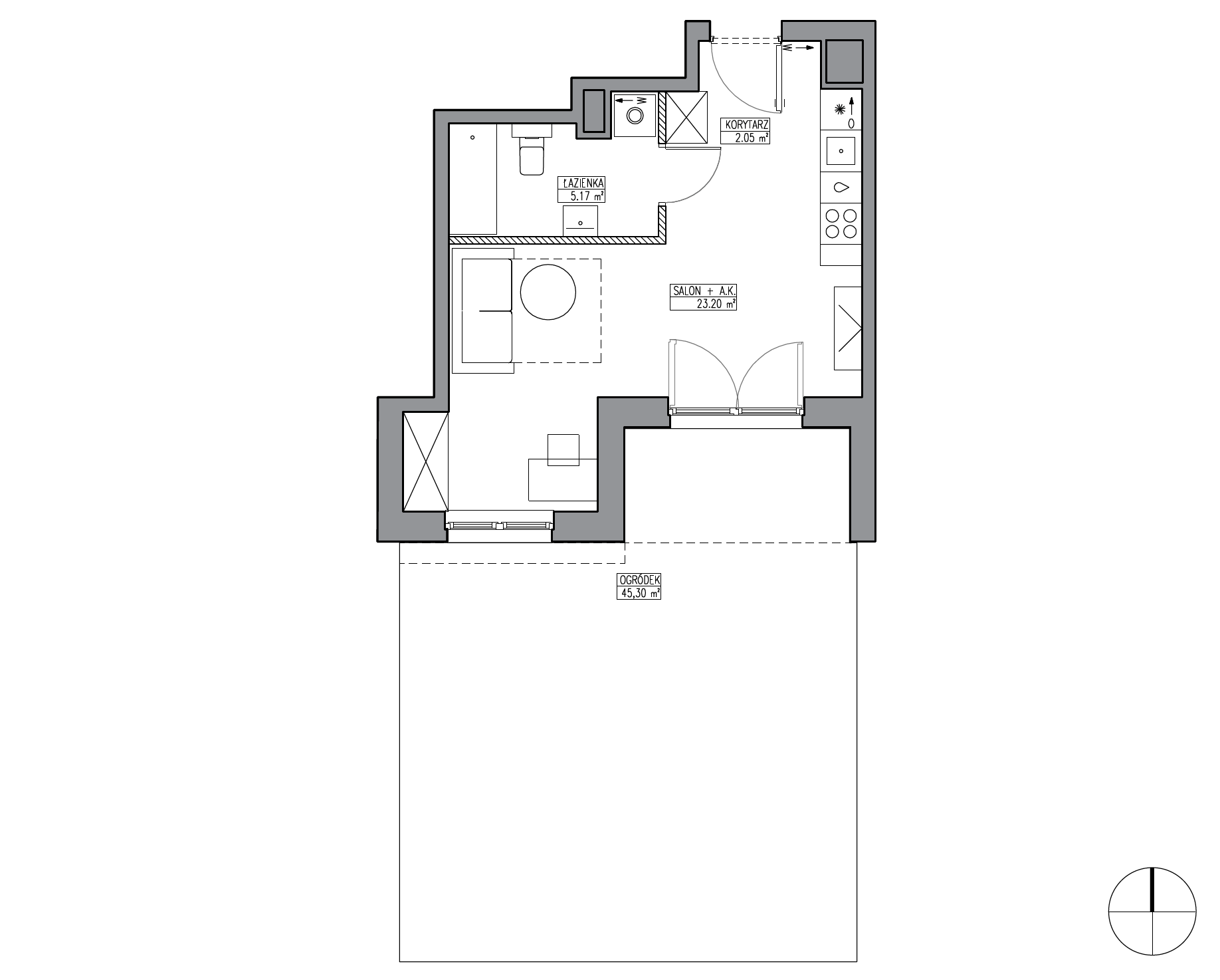 Plan 1 pok. 30m²