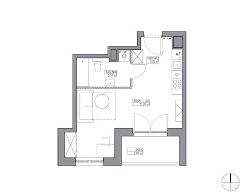 Plan 1 pok. 30m²