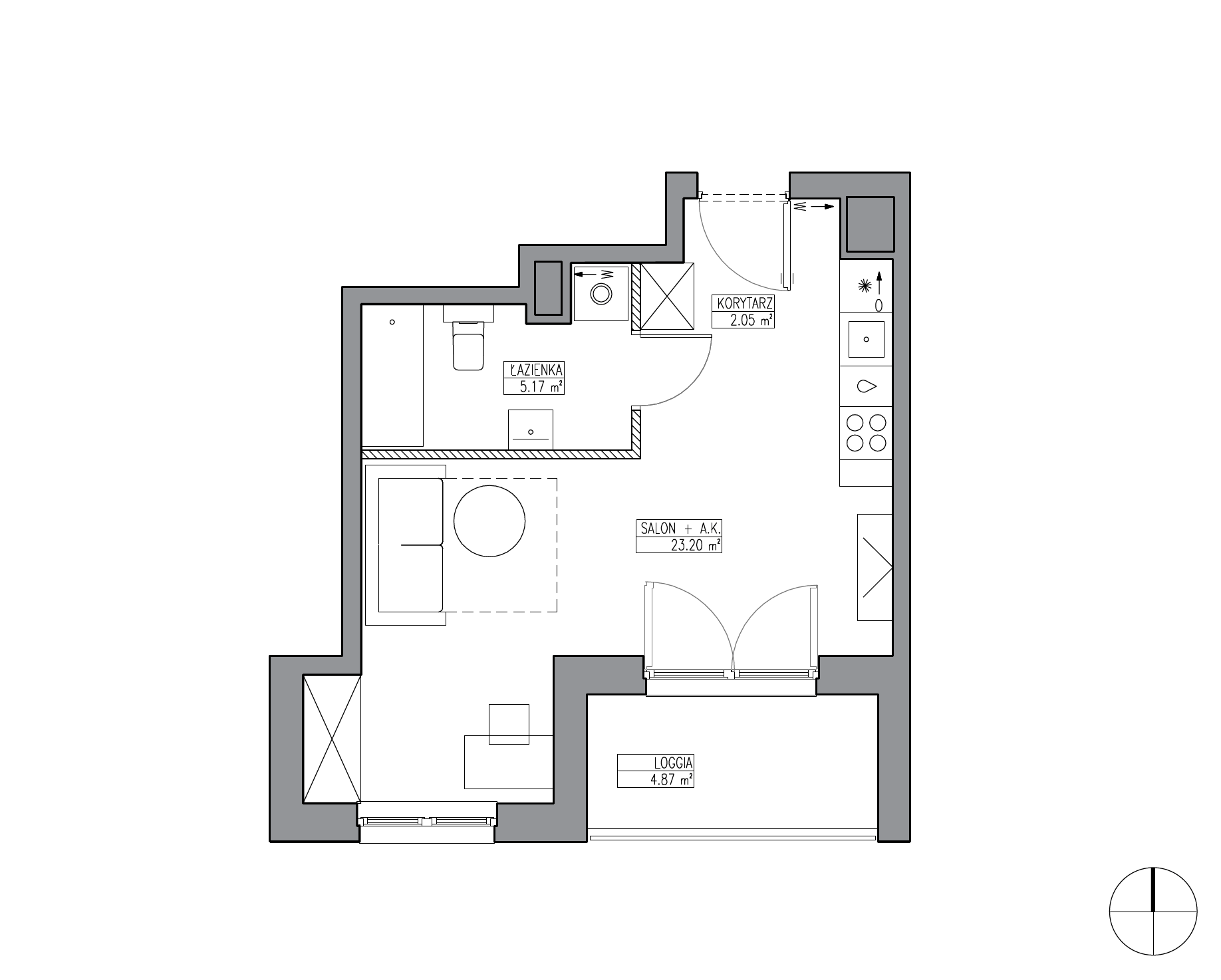 Plan 1 pok. 30m²