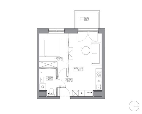 Plan 2 pok. 35m²