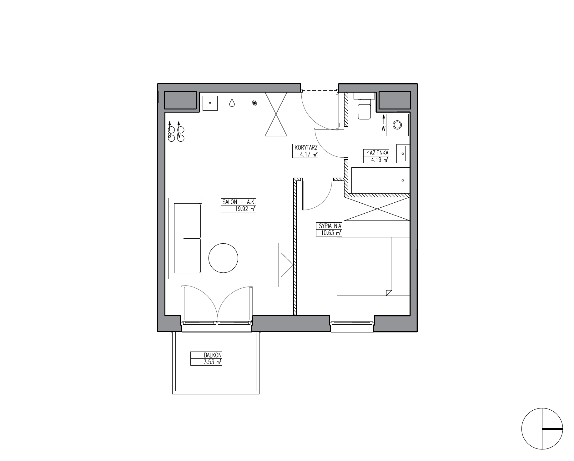 Plan 2 pok. 39m²