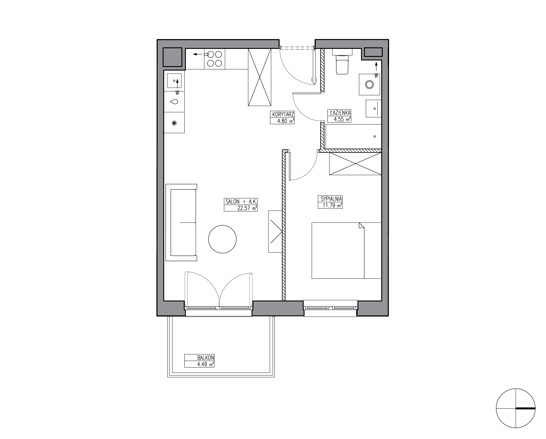 Plan 2 pok. 44m²