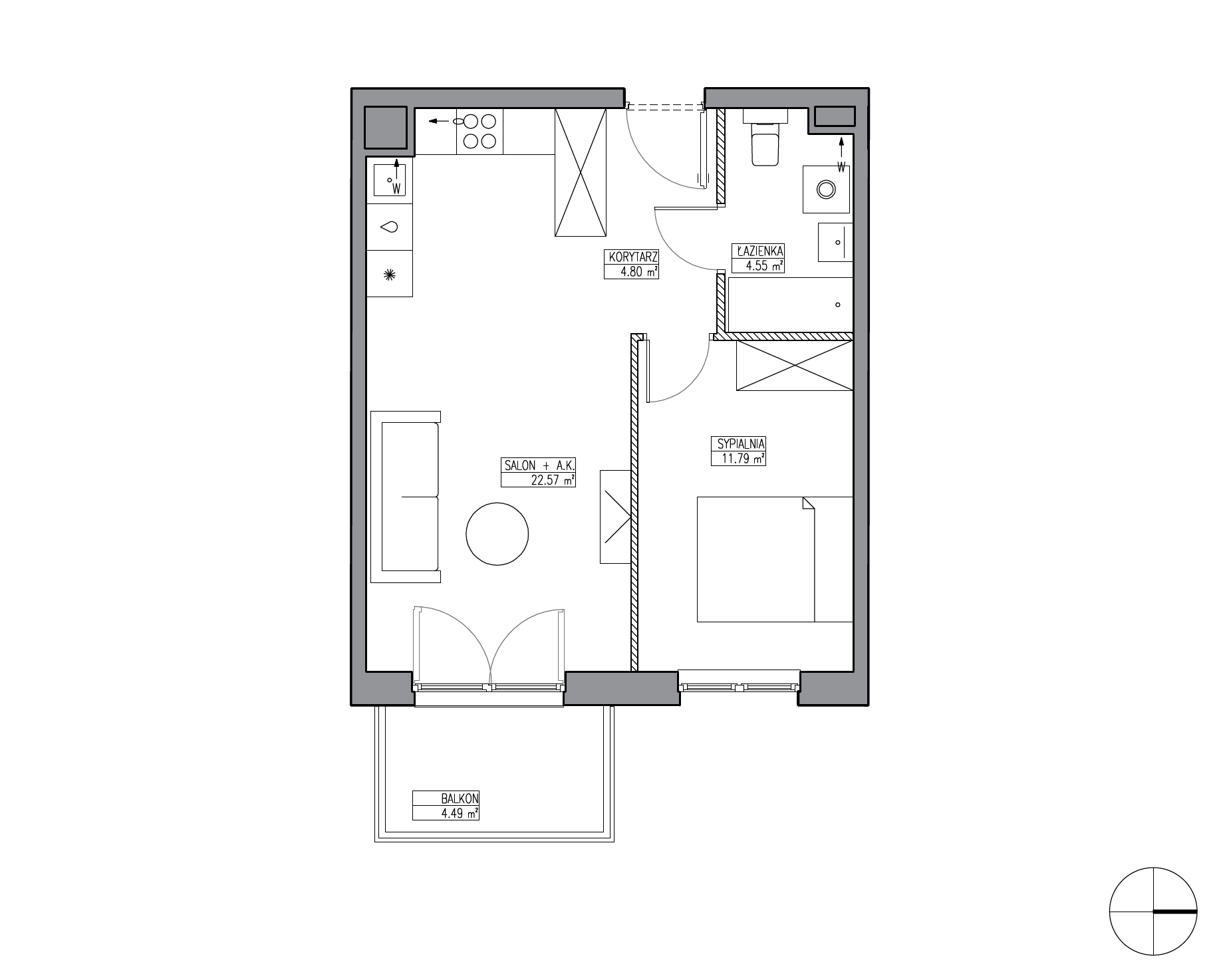Plan 2 pok. 44m²