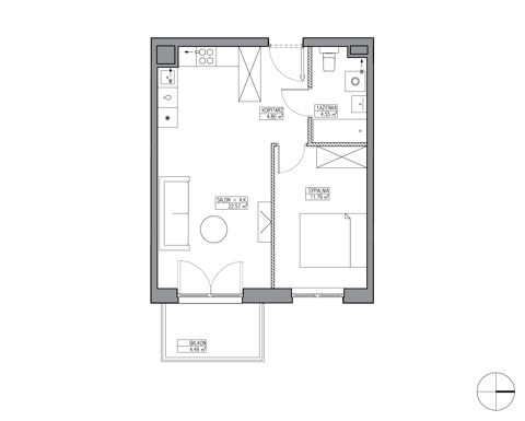 Plan 2 pok. 44m²