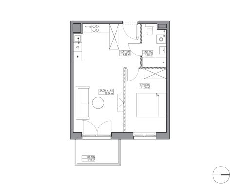 Plan 2 pok. 44m²