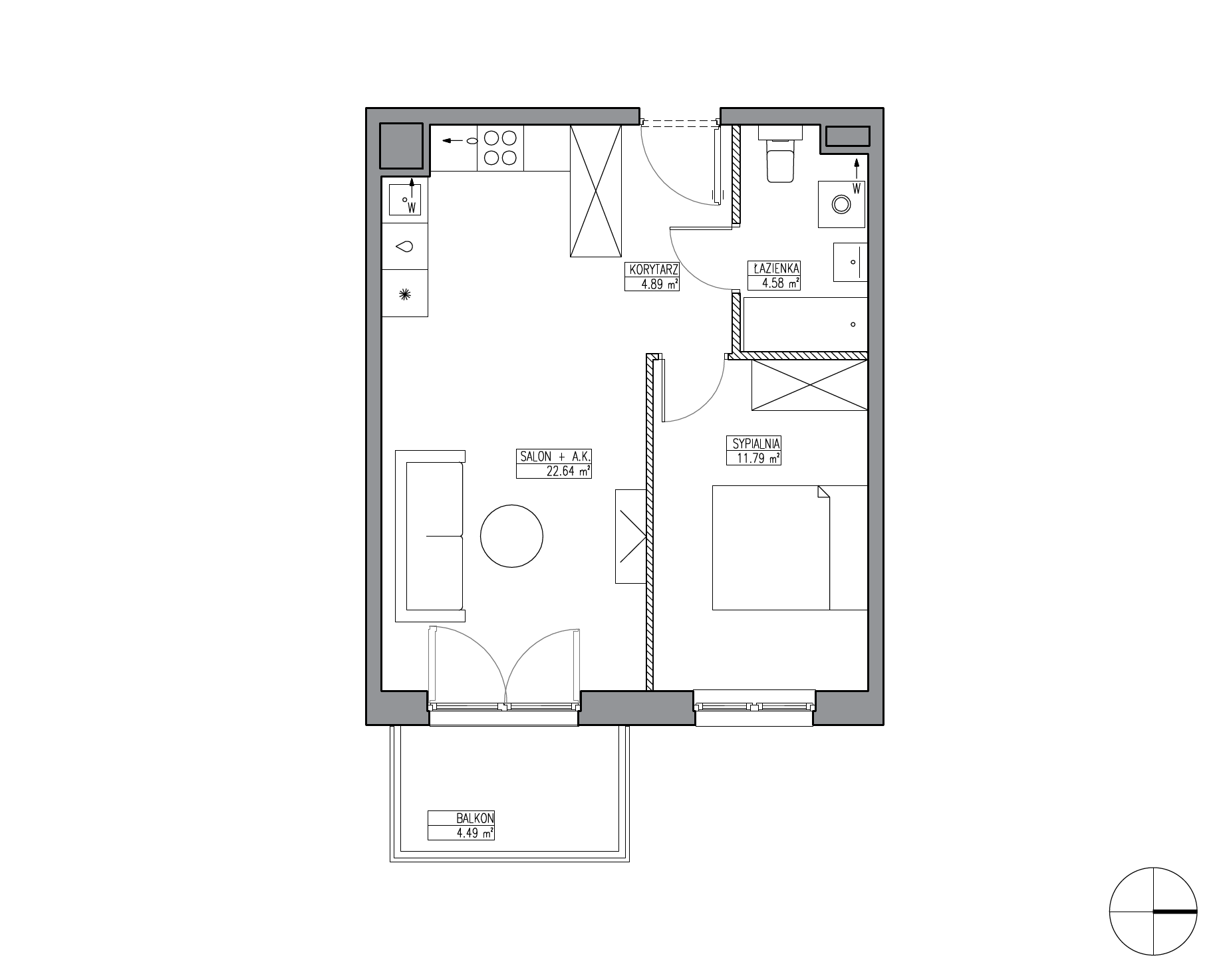 Plan 2 pok. 44m²