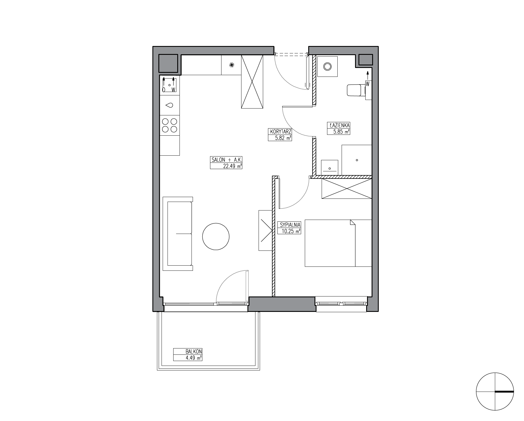 Plan 2 pok. 44m²