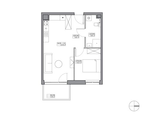 Plan 2 pok. 44m²