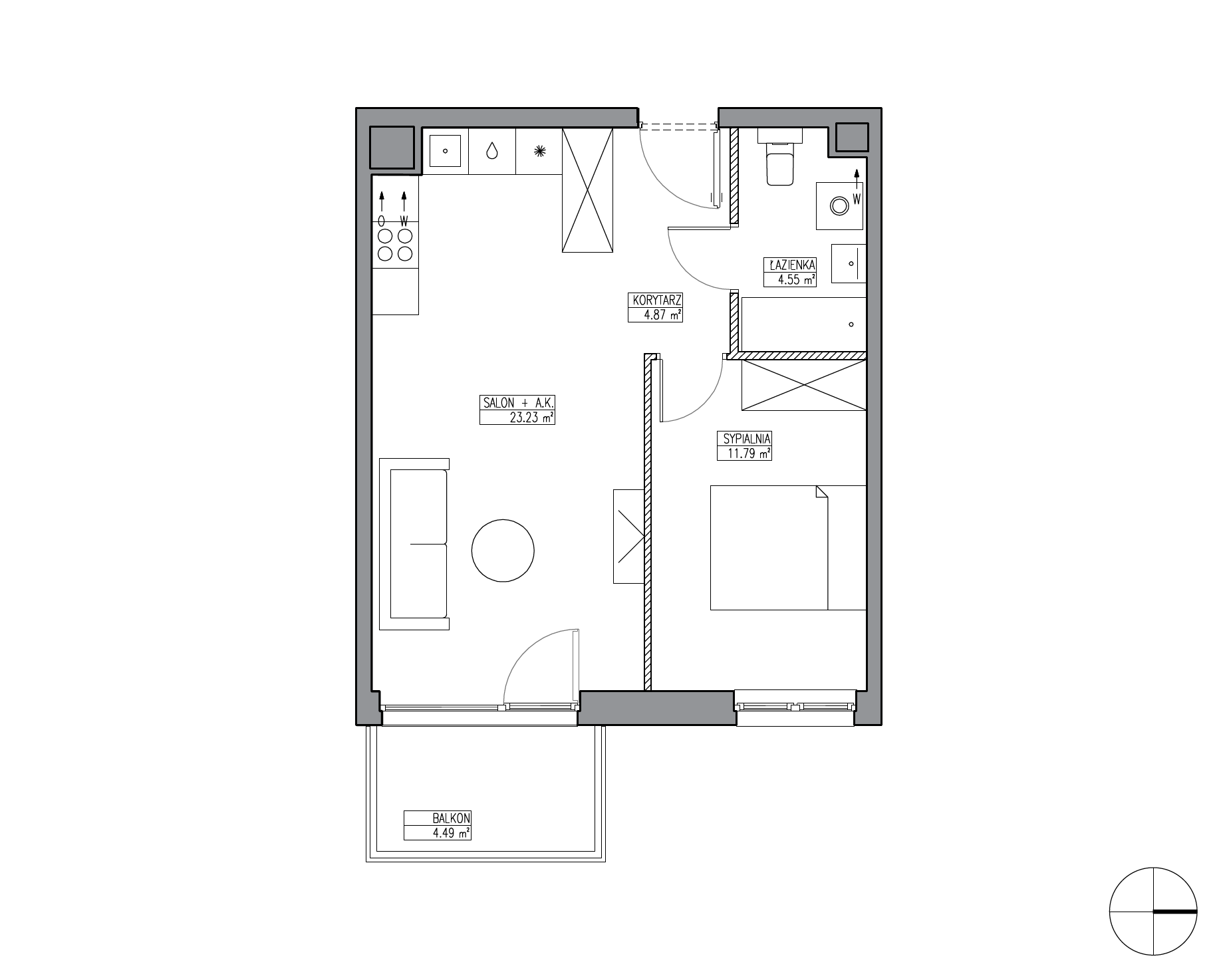 Plan 2 pok. 44m²