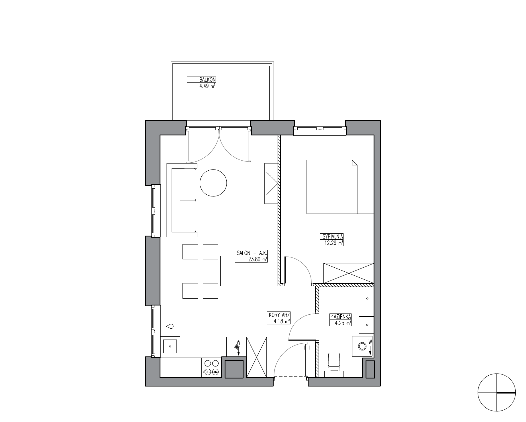 Plan 2 pok. 45m²
