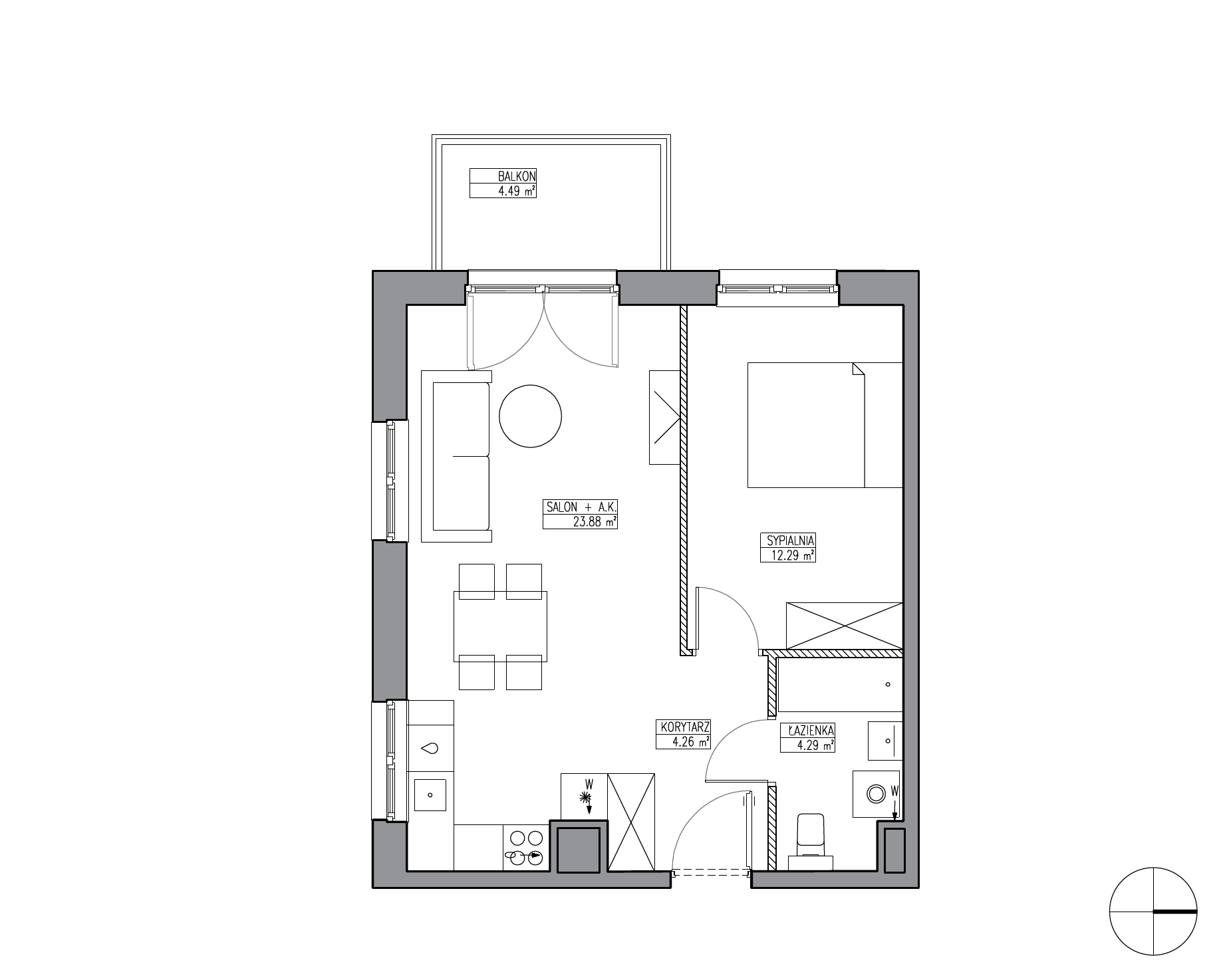 Plan 2 pok. 45m²
