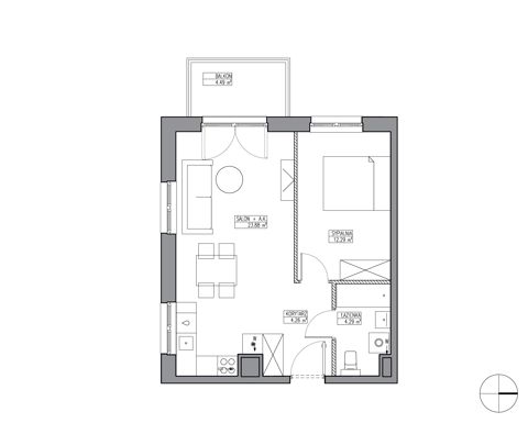 Plan 2 pok. 45m²