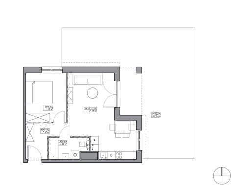 Plan 2 pok. 46m²