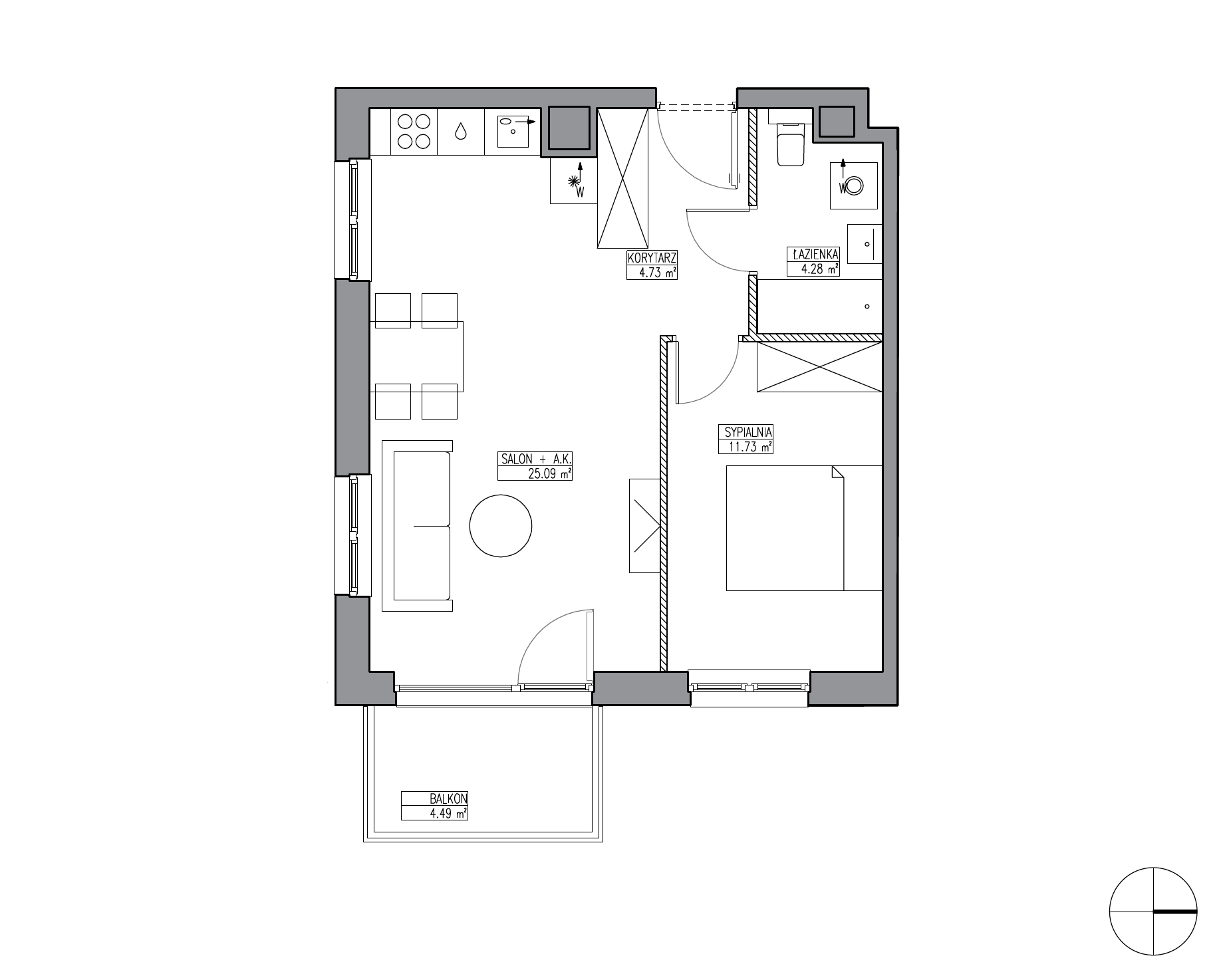 Plan 2 pok. 46m²