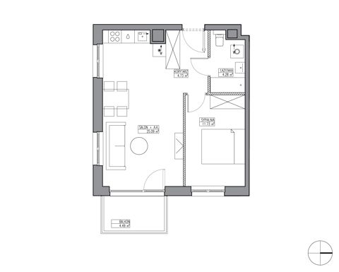 Plan 2 pok. 46m²
