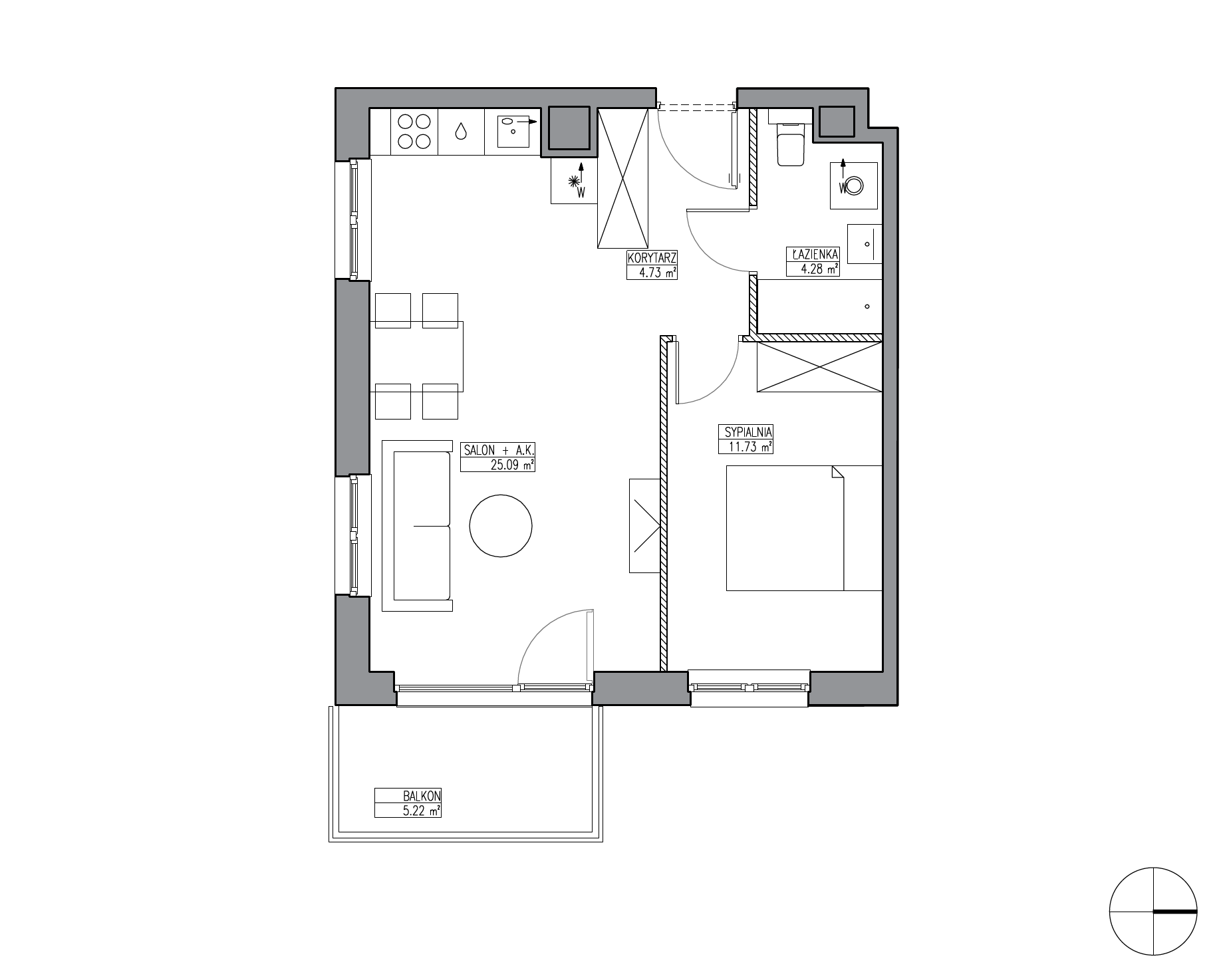 Plan 2 pok. 46m²