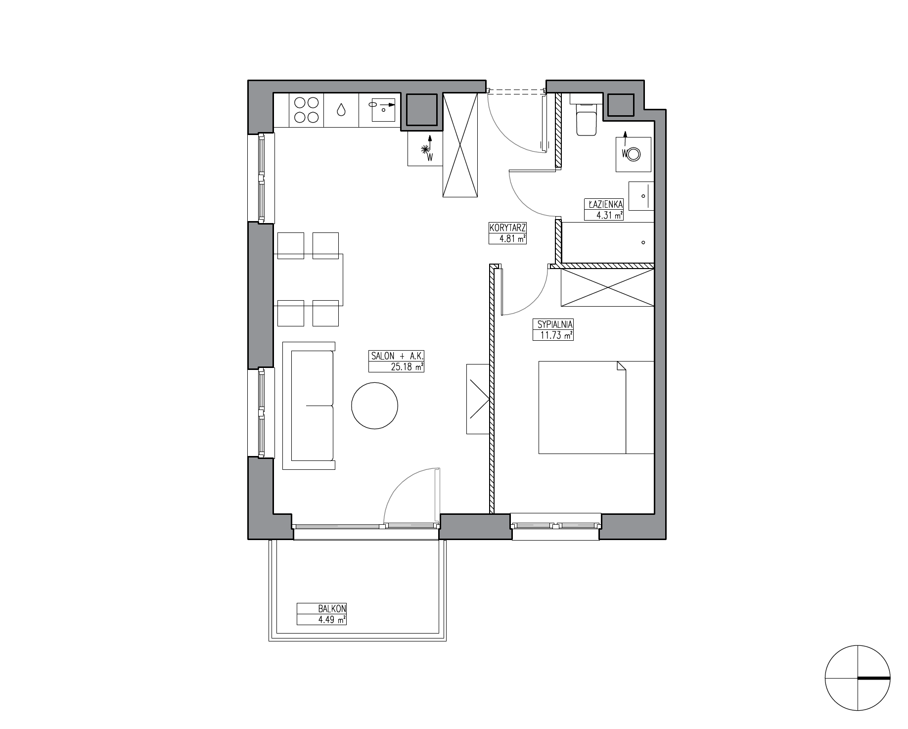 Plan 2 pok. 46m²