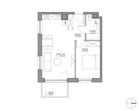 Plan 2 pok. 46m²