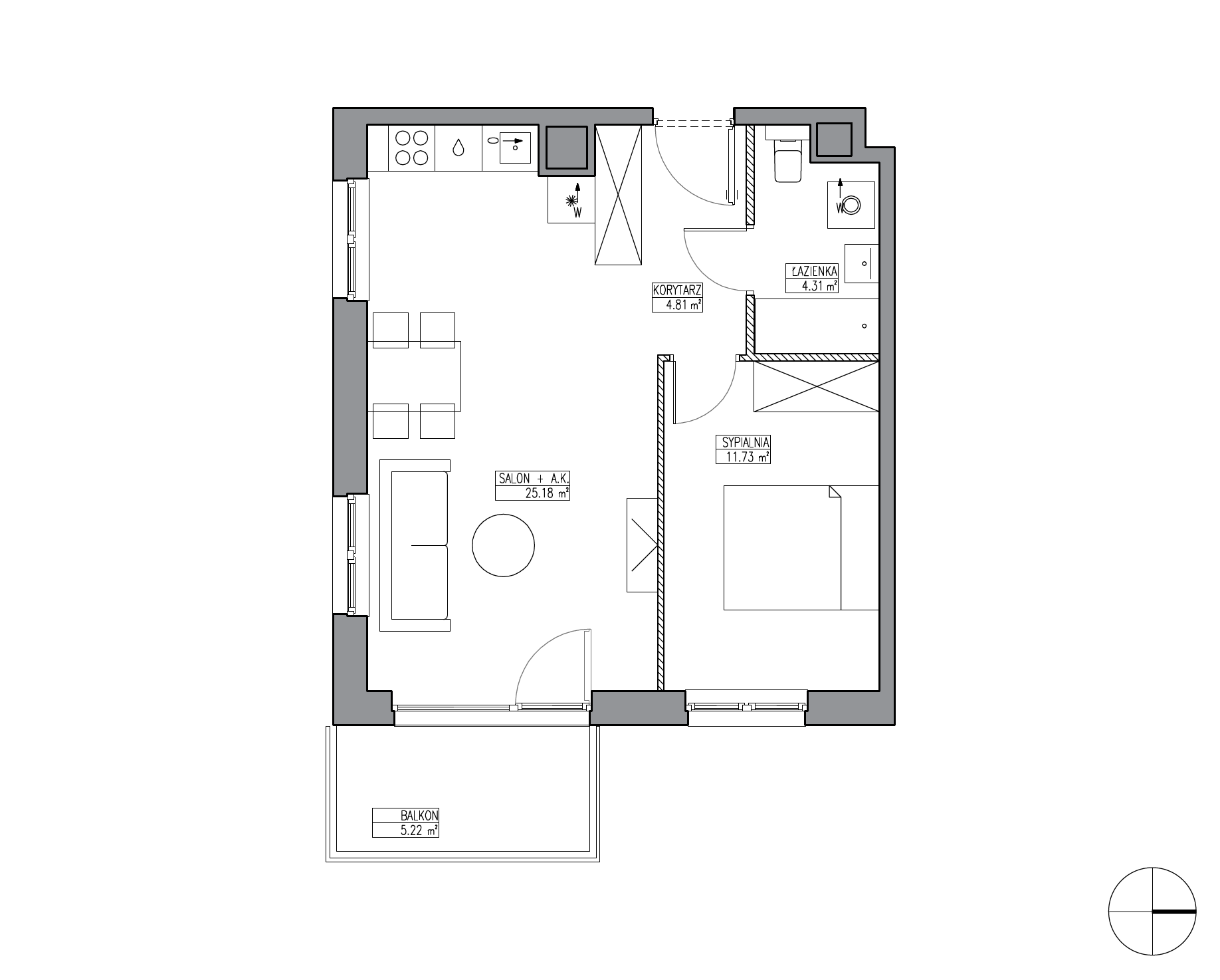 Plan 2 pok. 46m²