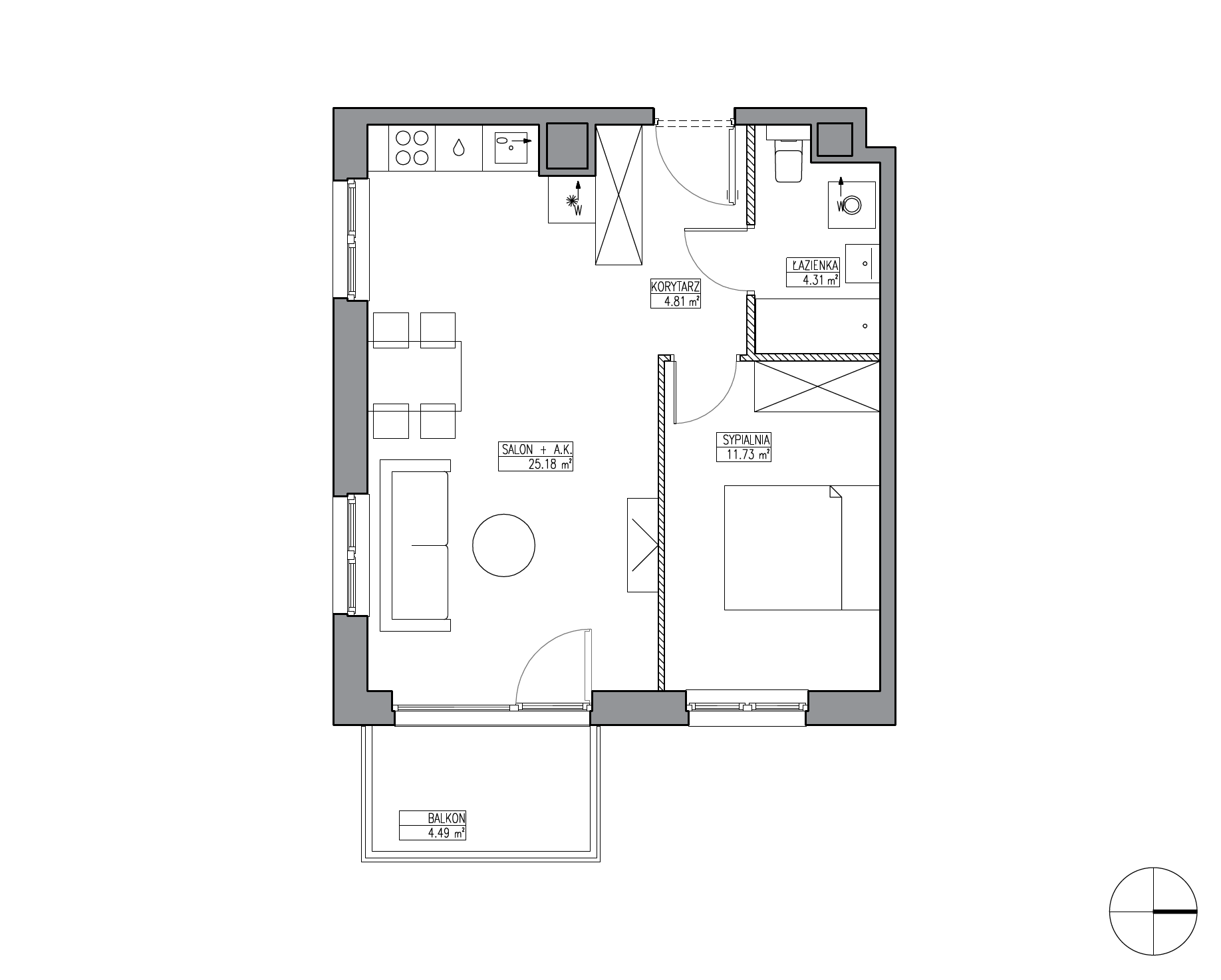 Plan 2 pok. 46m²