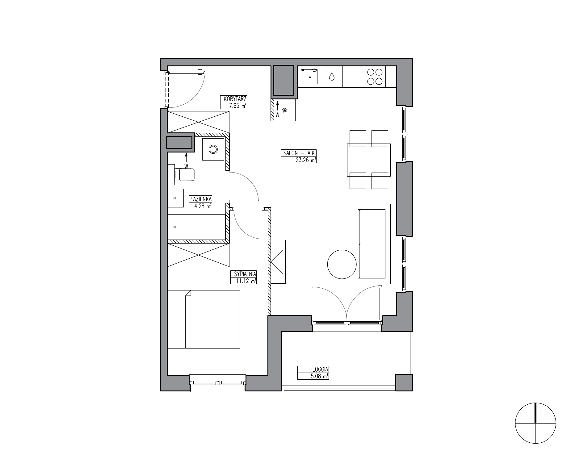 Plan 2 pok. 46m²