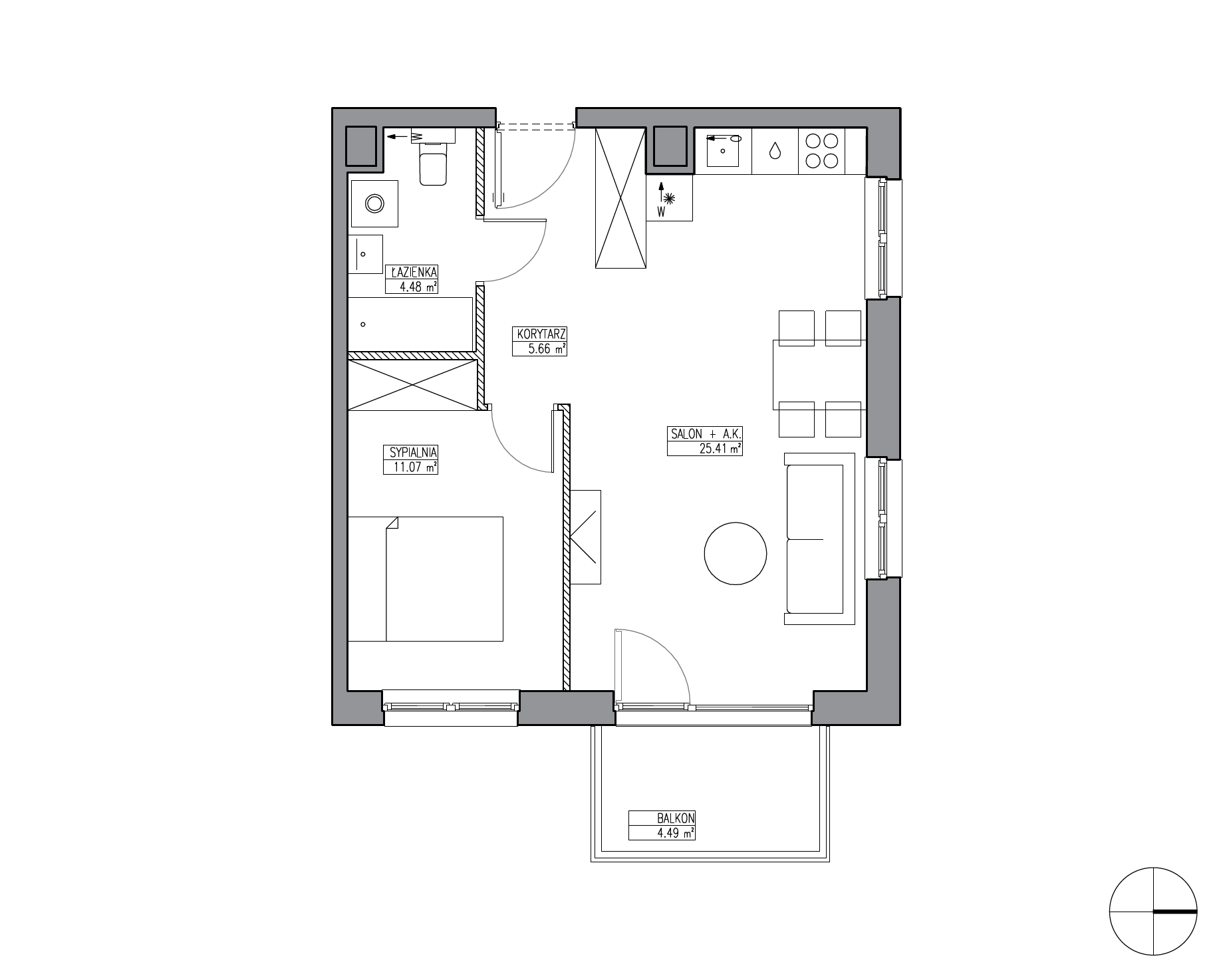 Plan 2 pok. 47m²