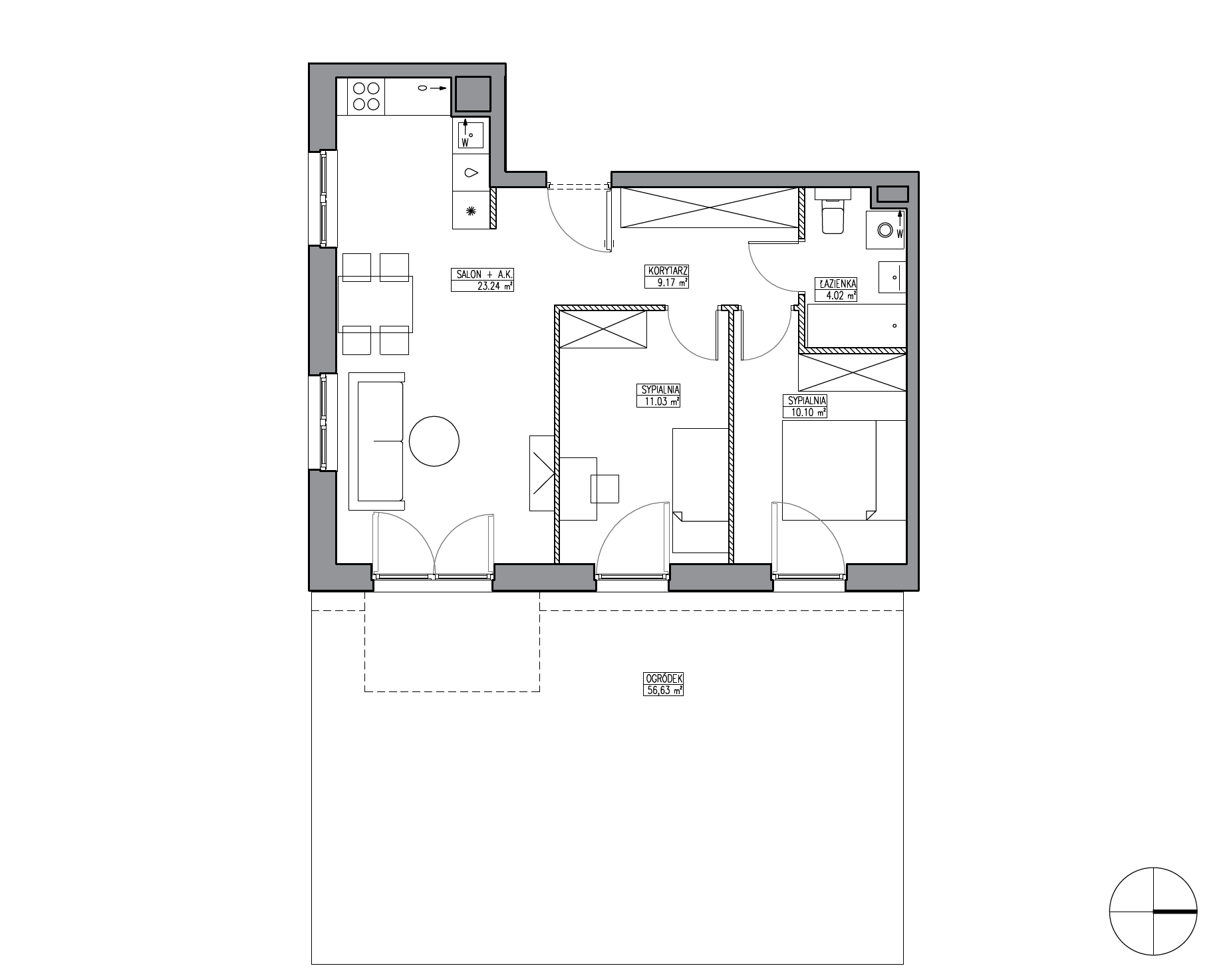 Plan 3 pok. 58m²