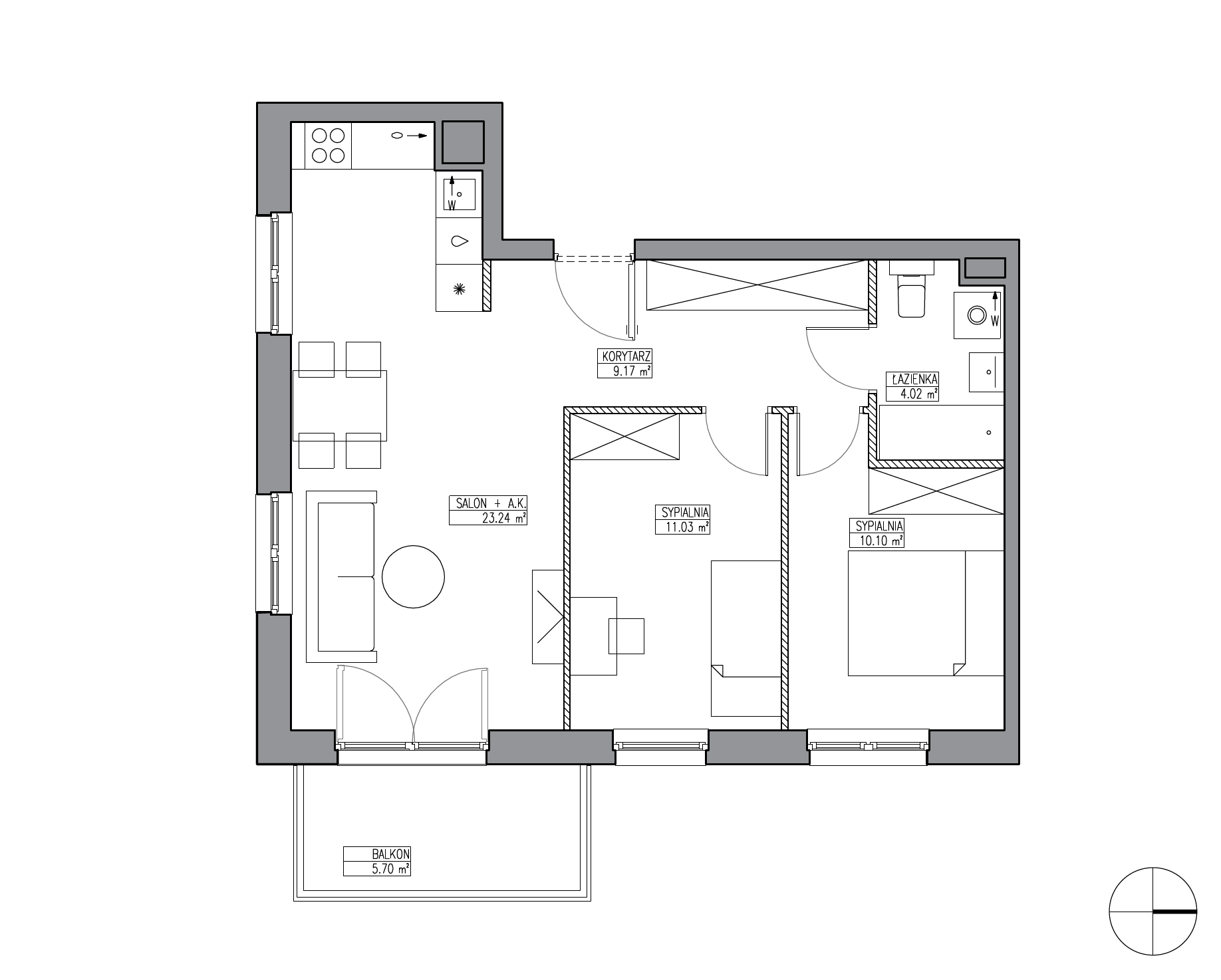 Plan 3 pok. 58m²