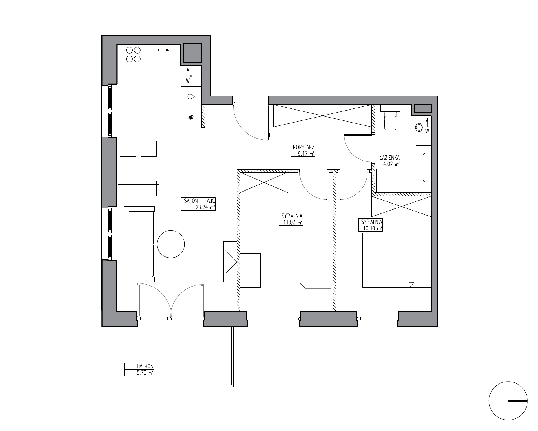 Plan 3 pok. 58m²