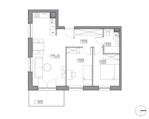 Plan 3 pok. 58m²