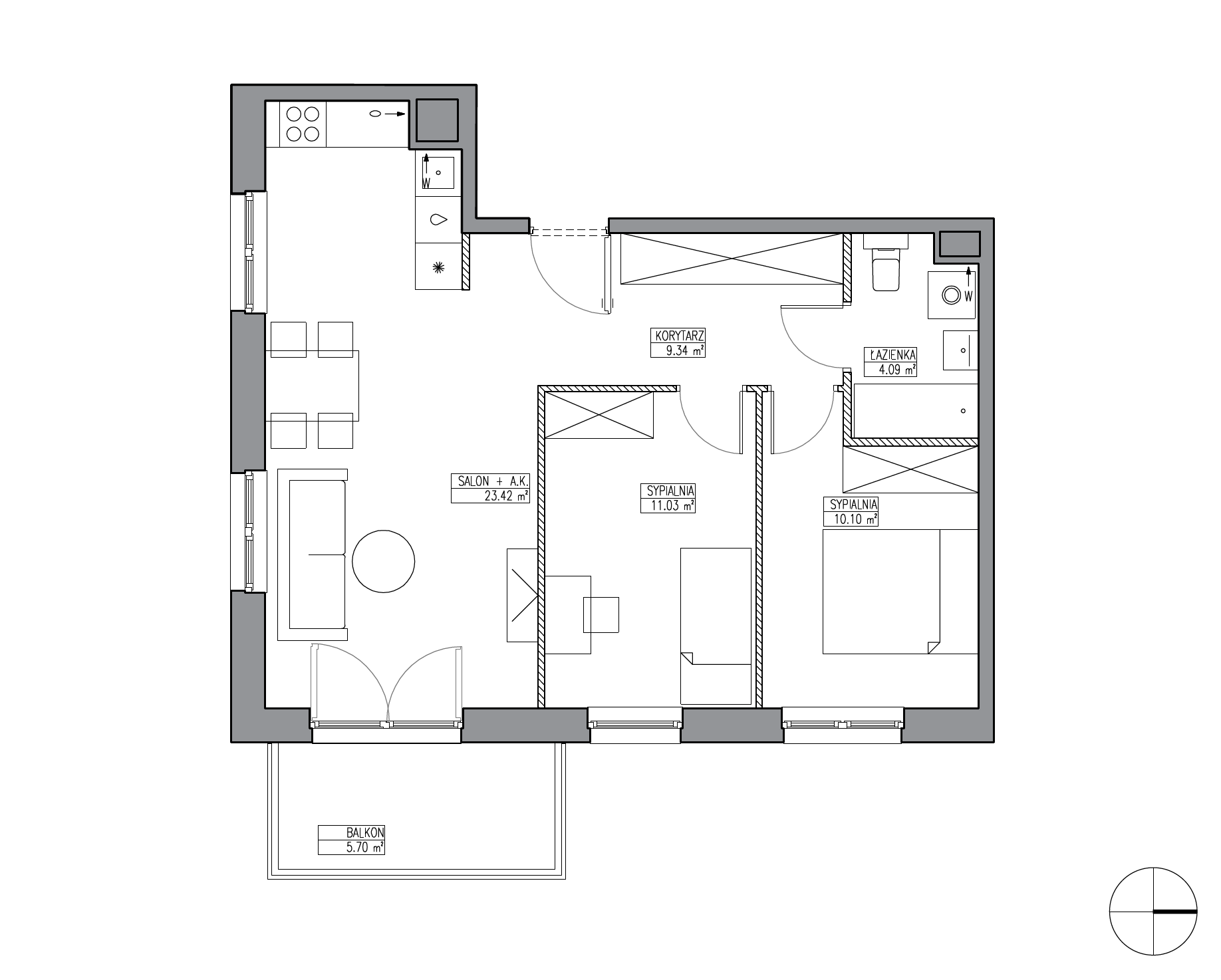 Plan 3 pok. 58m²