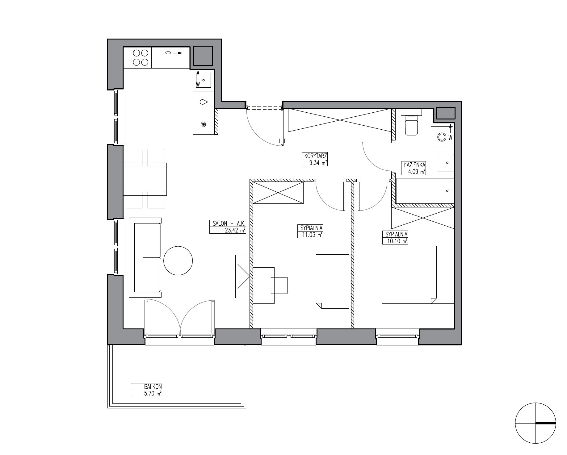 Plan 3 pok. 58m²