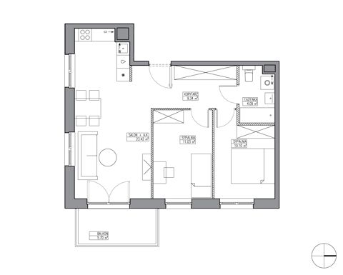 Plan 3 pok. 58m²