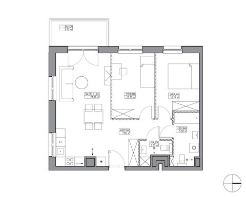 Plan 3 pok. 63m²