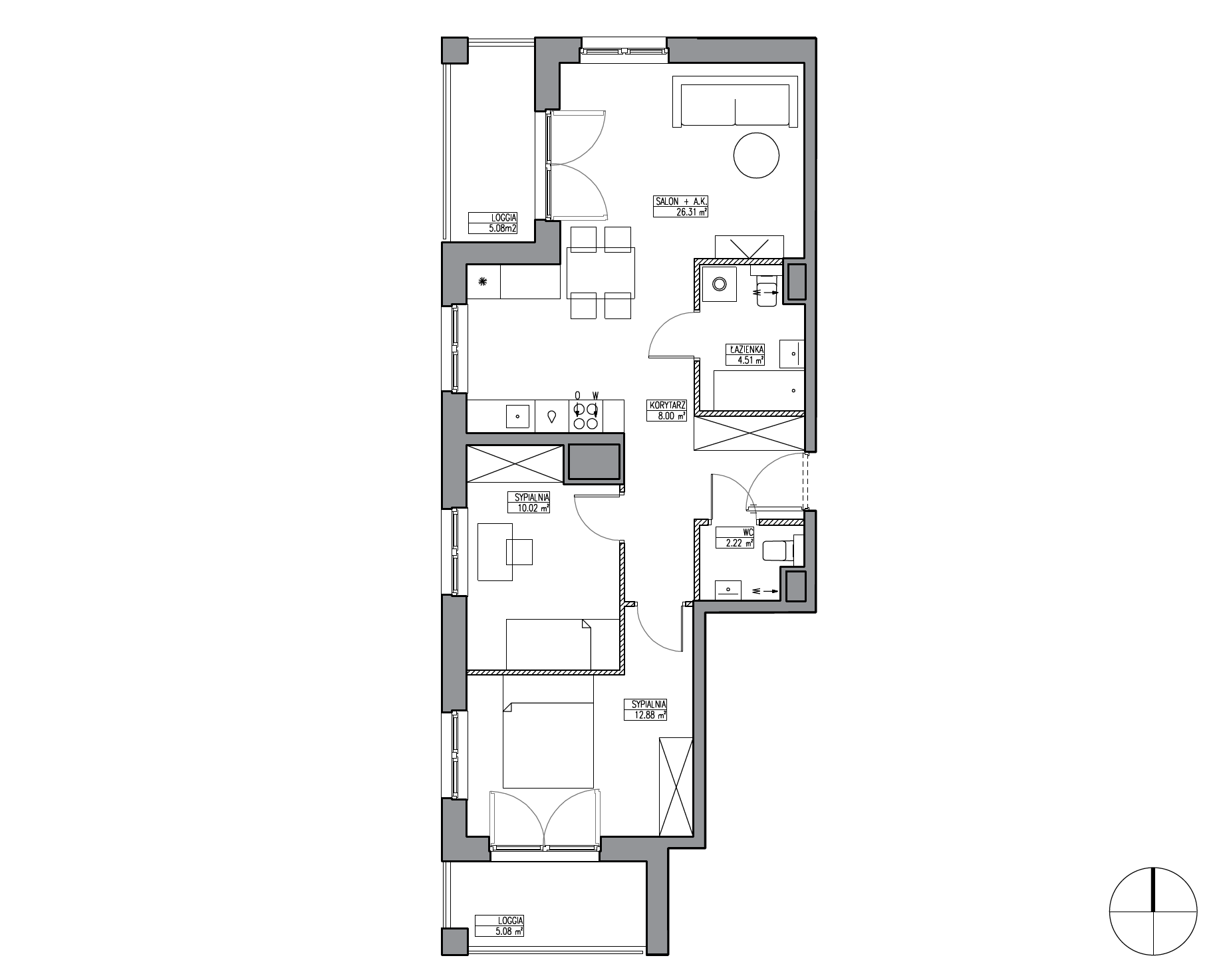Plan 3 pok. 64m²