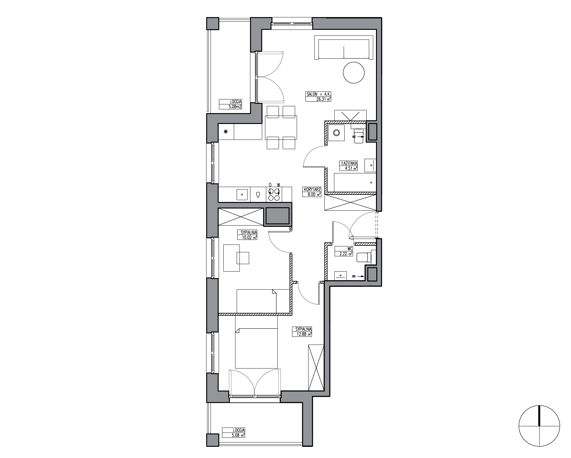 Plan 3 pok. 64m²