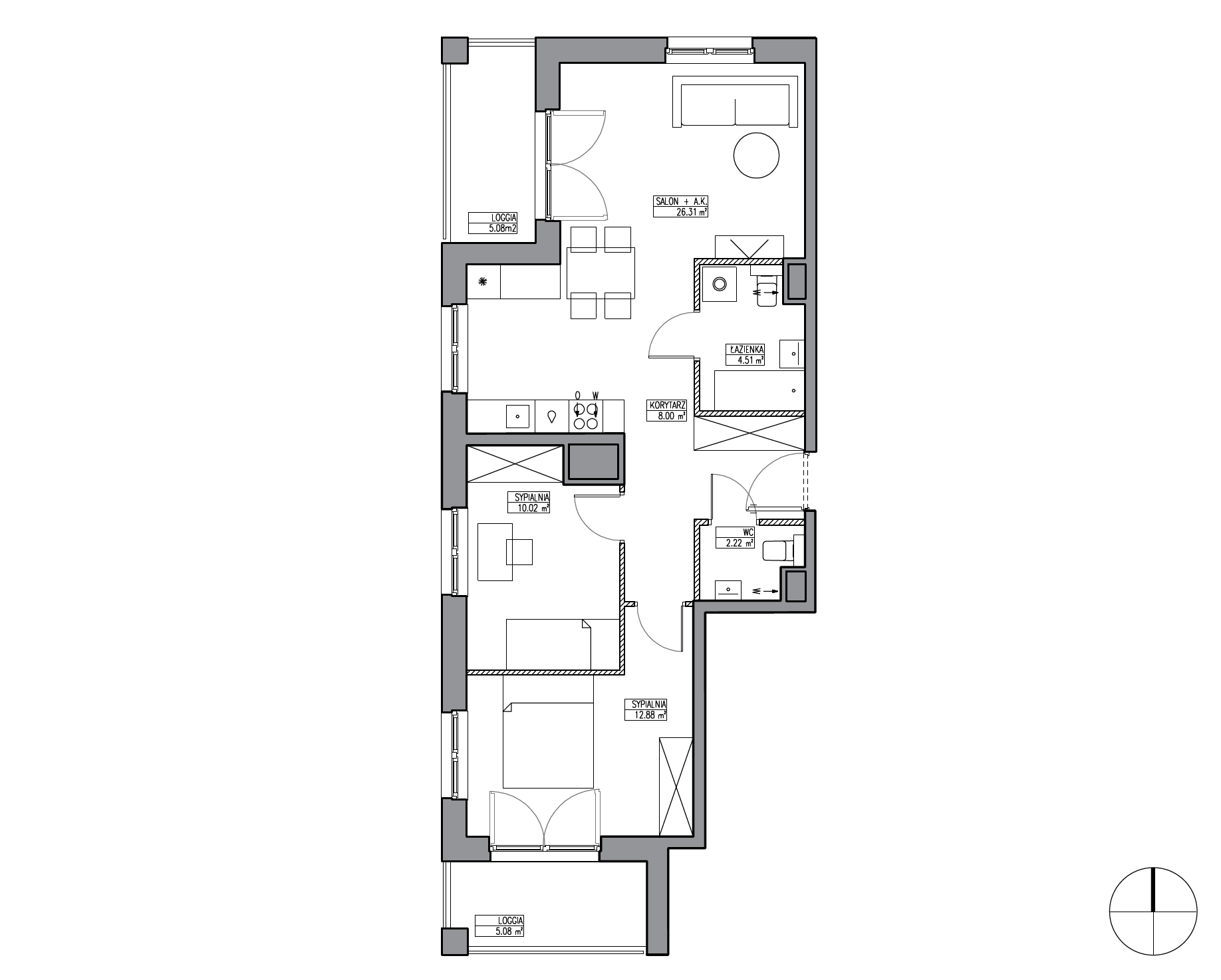 Plan 3 pok. 64m²