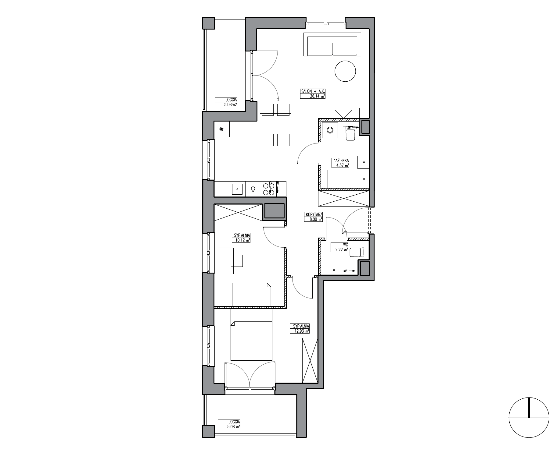 Plan 3 pok. 64m²