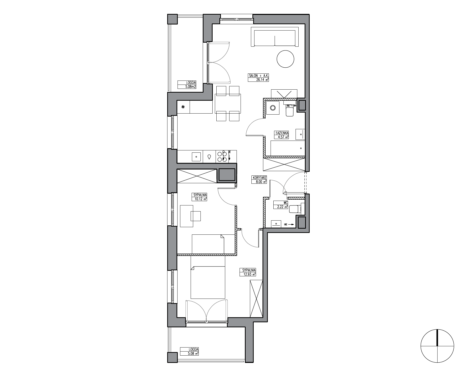 Plan 3 pok. 64m²