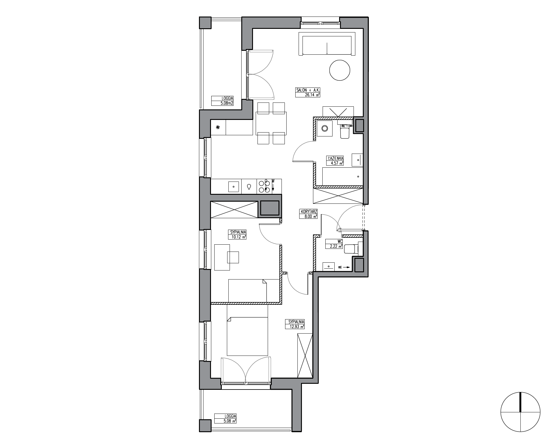 Plan 3 pok. 64m²