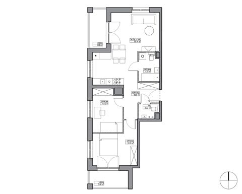 Plan 3 pok. 64m²