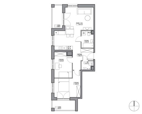 Plan 3 pok. 64m²