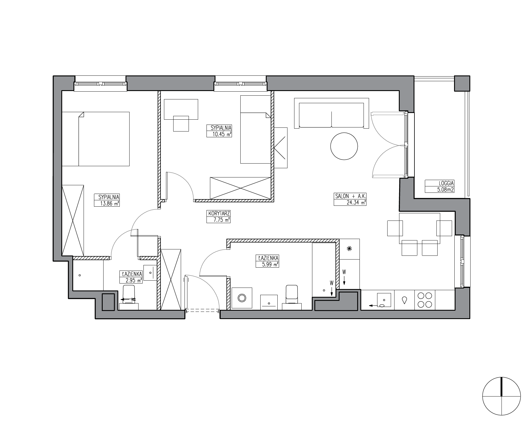 Plan 3 pok. 65m²
