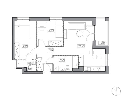 Plan 3 pok. 65m²