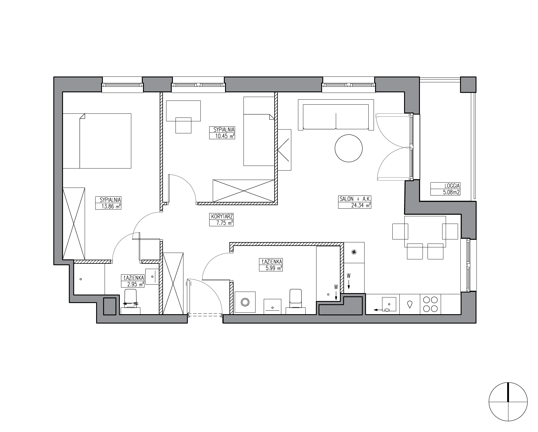 Plan 3 pok. 65m²