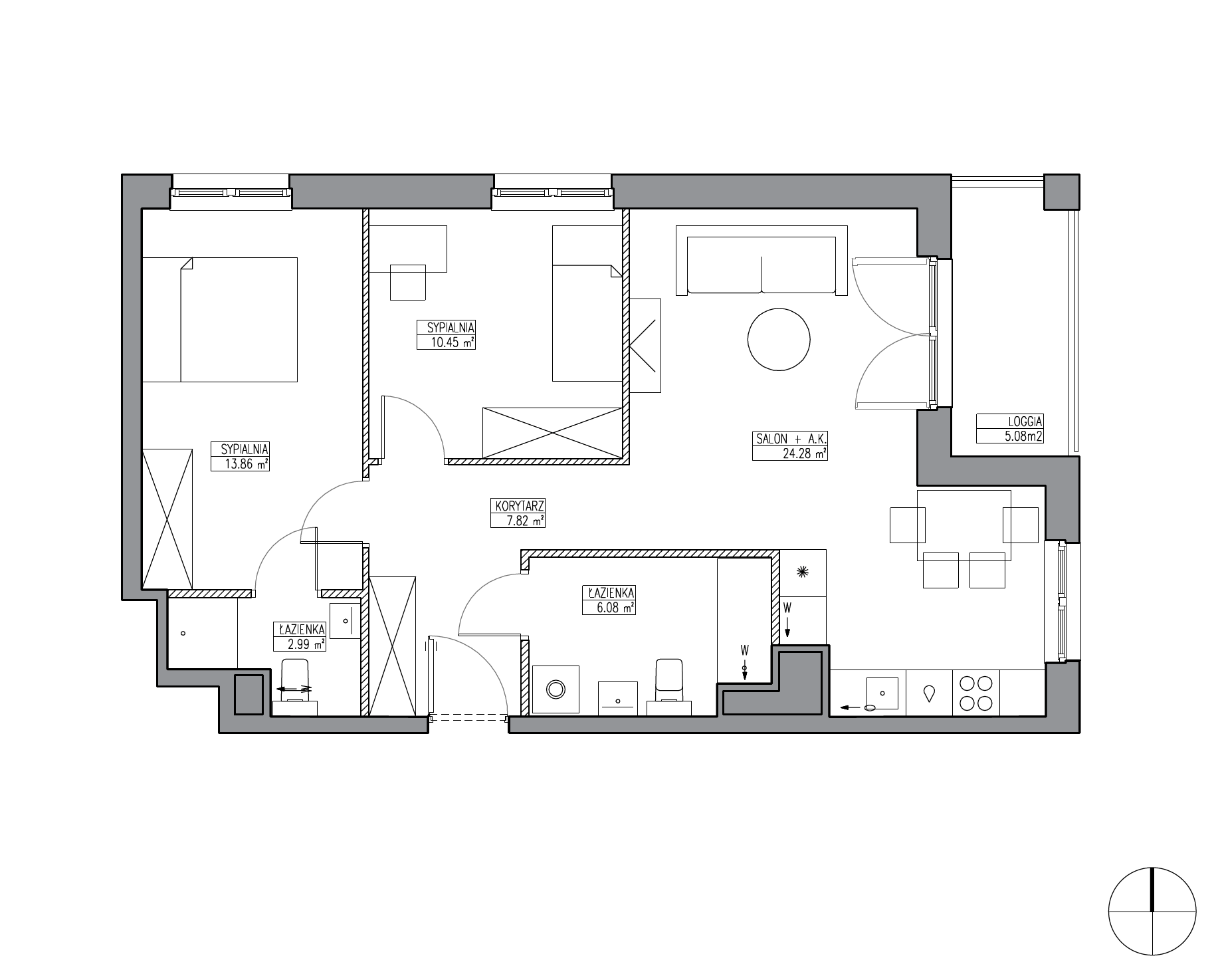 Plan 3 pok. 65m²