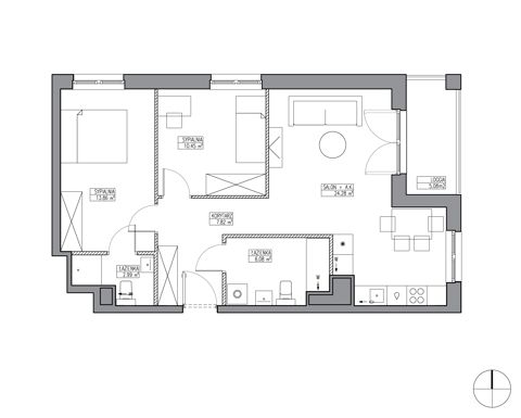 Plan 3 pok. 65m²