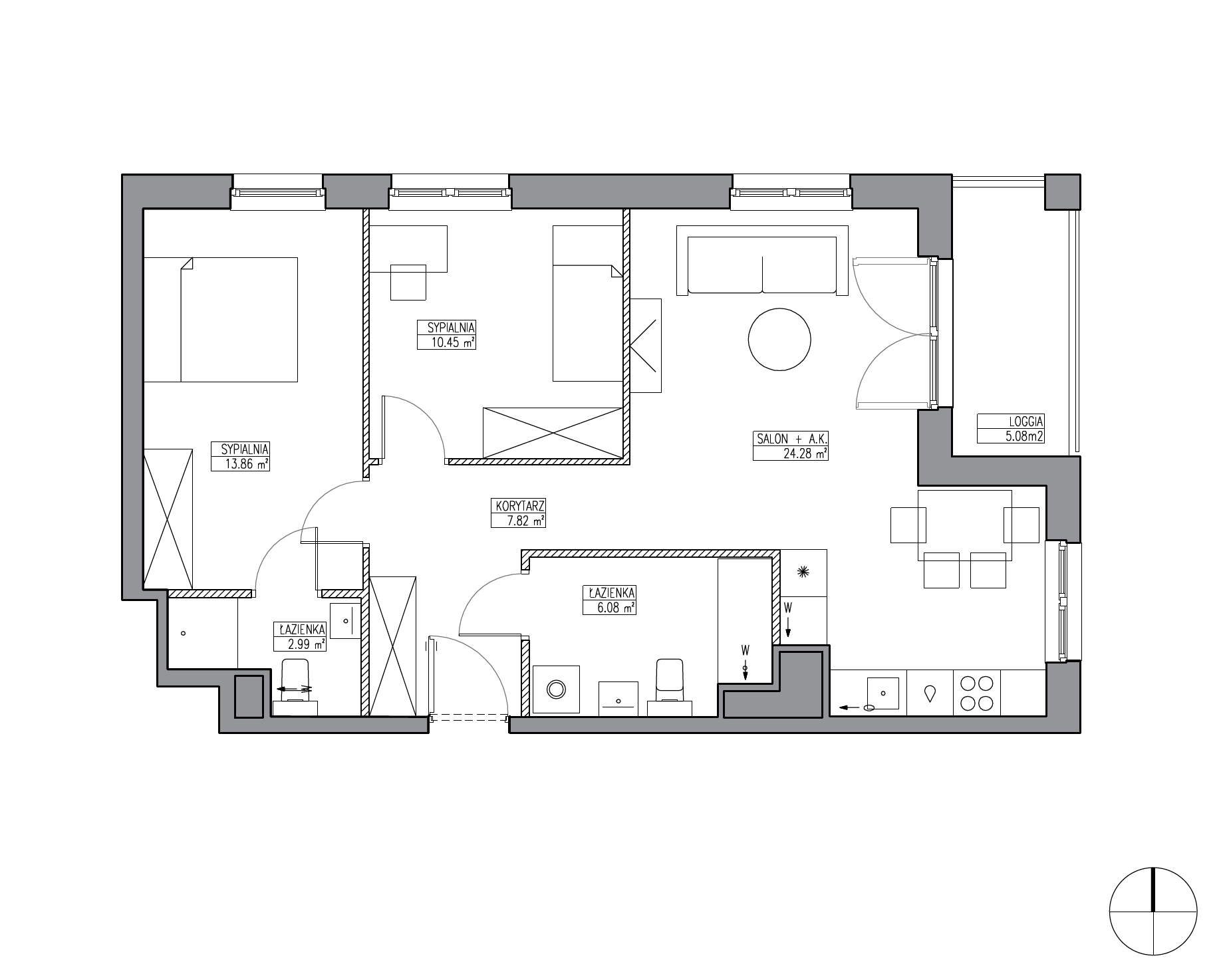 Plan 3 pok. 65m²